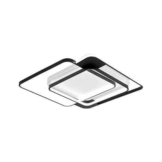 Modern Acrylic Led Flush Mount Light In Black - 16.5/20.5 Width Overlapping Design Perfect For