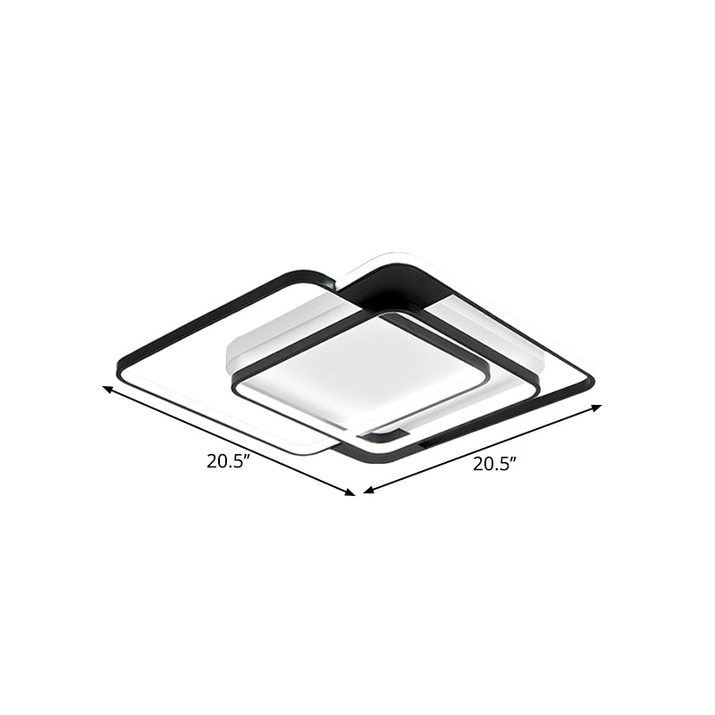 Modern Acrylic LED Flush Mount Light in Black - 16.5"/20.5" Width, Overlapping Design - Perfect for Bedroom