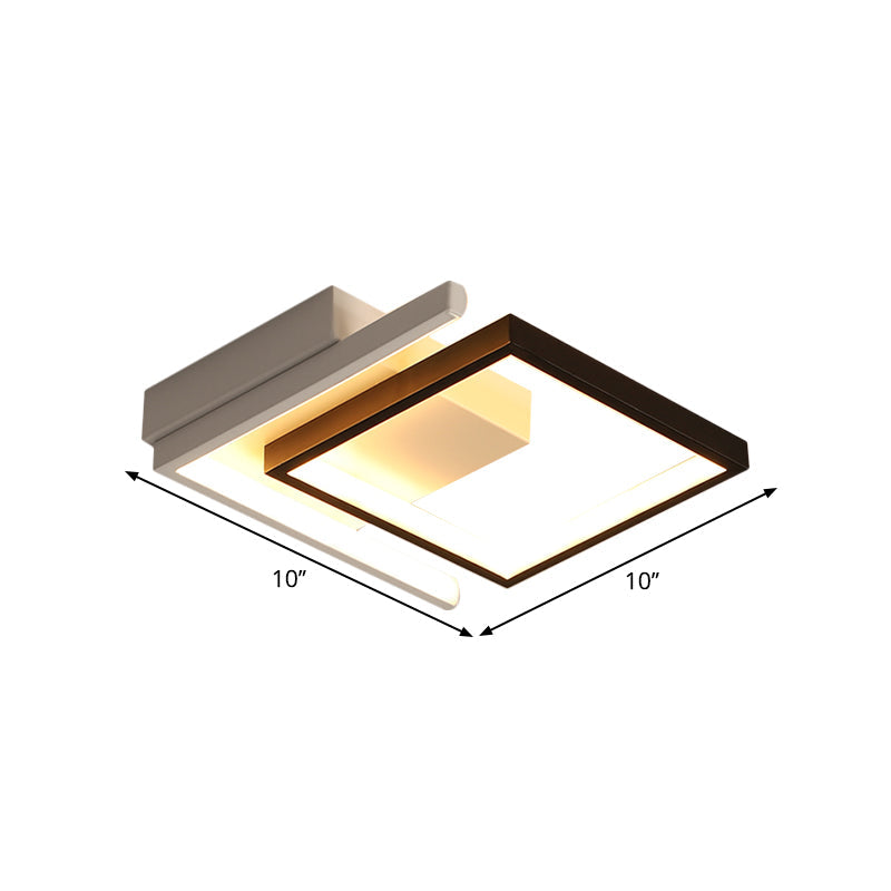 Contemporary LED Black Flush Mount Lamp - Metallic Geometric Ceiling Fixture