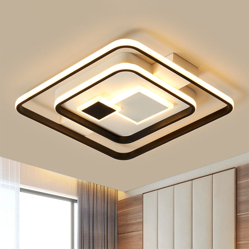 Nordic LED Black Metal Flushmount Ceiling Light for Bedroom, 16.5"/20.5" W