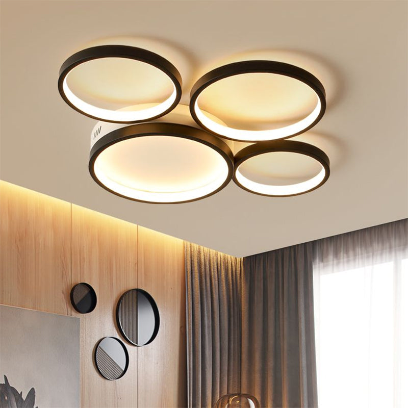 Nordic Acrylic LED Flush Mount Ceiling Light - Black Lamp for Bedroom