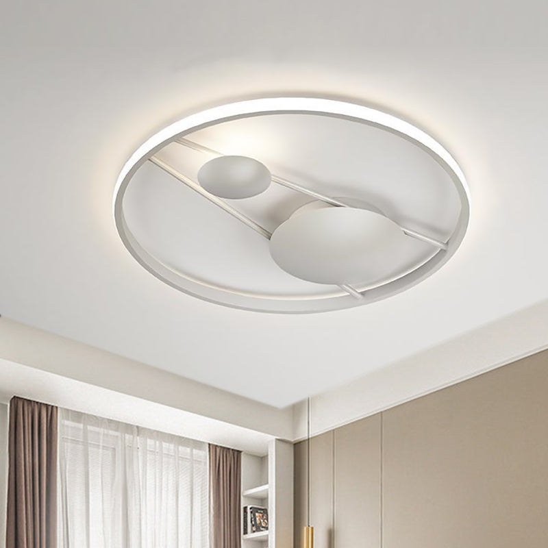 Geometric LED Ceiling Light Fixture Nordic Modern Flush Mount Lamp - 16"/19.5" in Black/White
