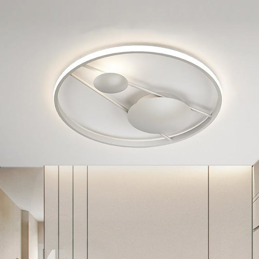 Geometric Led Ceiling Light Fixture Nordic Modern Flush Mount Lamp - 16/19.5 In Black/White