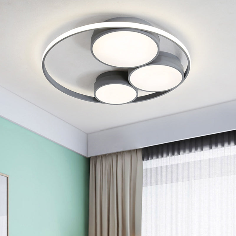 Nordic LED Flush Ceiling Light, Grey/White, Round Flush Mount, Bedroom Lamp - 18"/21.5"/31" Width