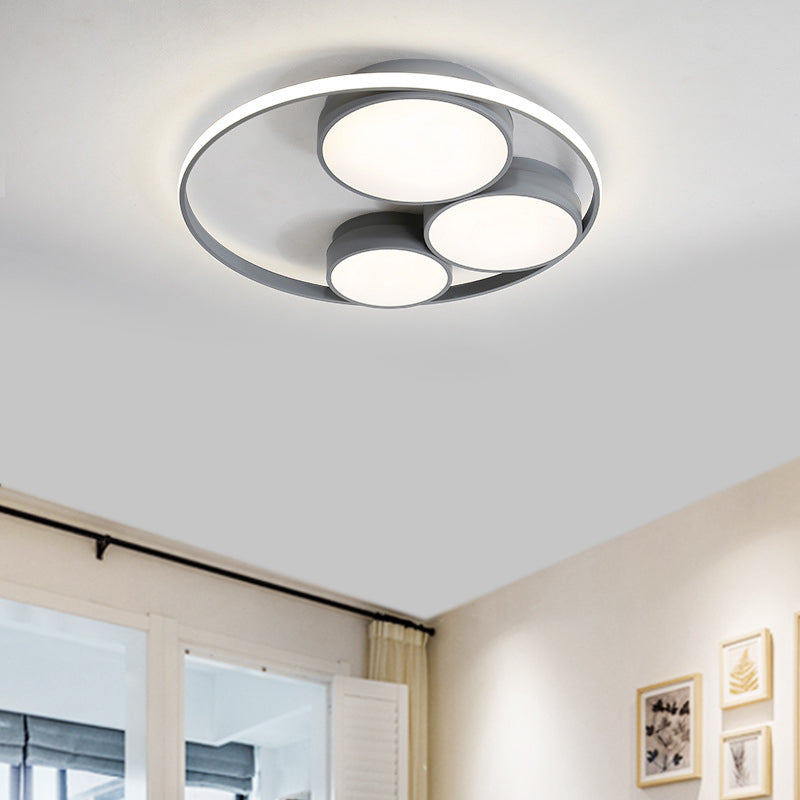 Nordic LED Flush Ceiling Light, Grey/White, Round Flush Mount, Bedroom Lamp - 18"/21.5"/31" Width