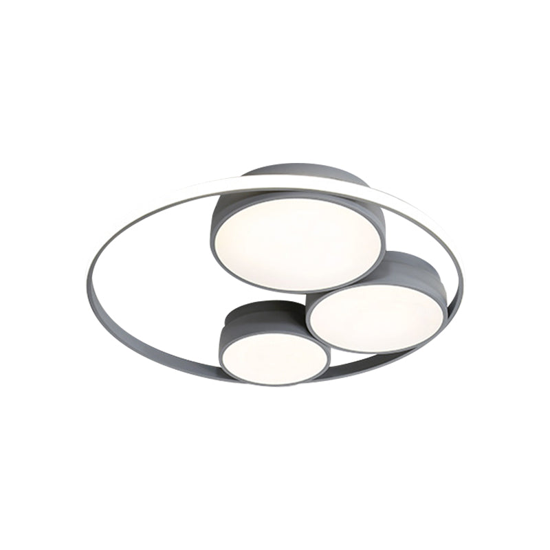 Nordic LED Flush Ceiling Light, Grey/White, Round Flush Mount, Bedroom Lamp - 18"/21.5"/31" Width