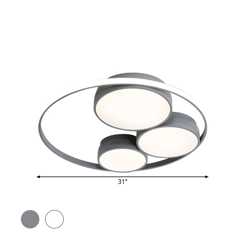 Nordic LED Flush Ceiling Light, Grey/White, Round Flush Mount, Bedroom Lamp - 18"/21.5"/31" Width