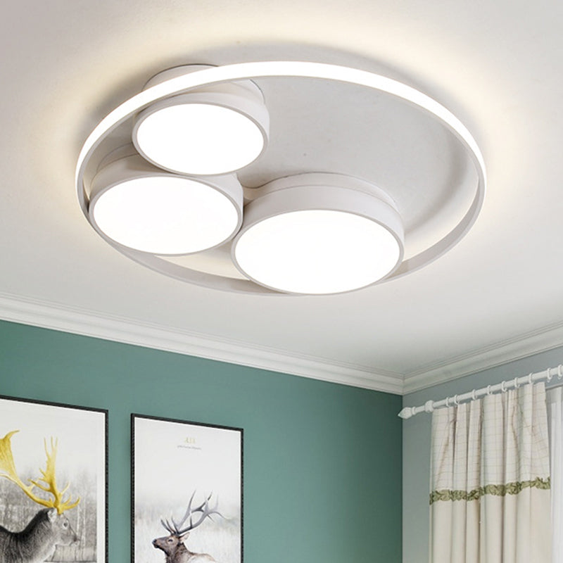 Nordic LED Flush Ceiling Light, Grey/White, Round Flush Mount, Bedroom Lamp - 18"/21.5"/31" Width