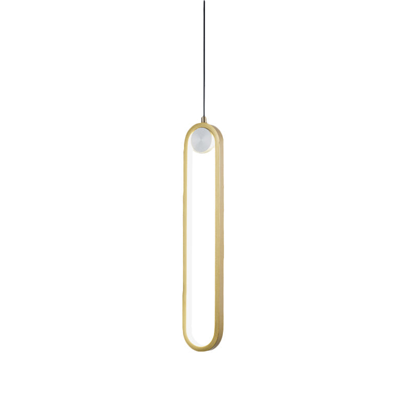Minimalist Gold Metal LED Pendant Lamp for Bedroom - Warm/White Light