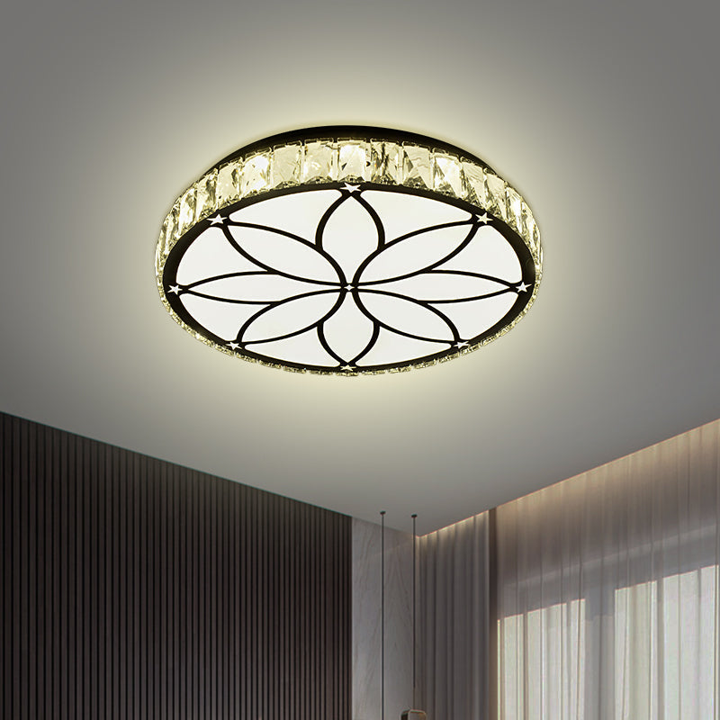 Modern LED Crystal Block Ceiling Light with Bloom Pattern in White