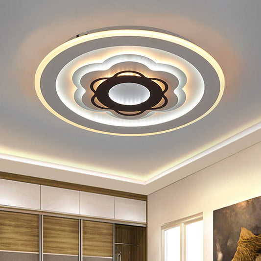 White LED Floral Ceiling Light: Acrylic Flush Mount Fixture