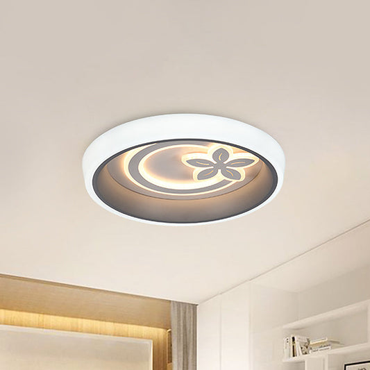Nordic Acrylic LED Flush Mount Ceiling Light - Round Flower Design in White - Ideal for Dining Room
