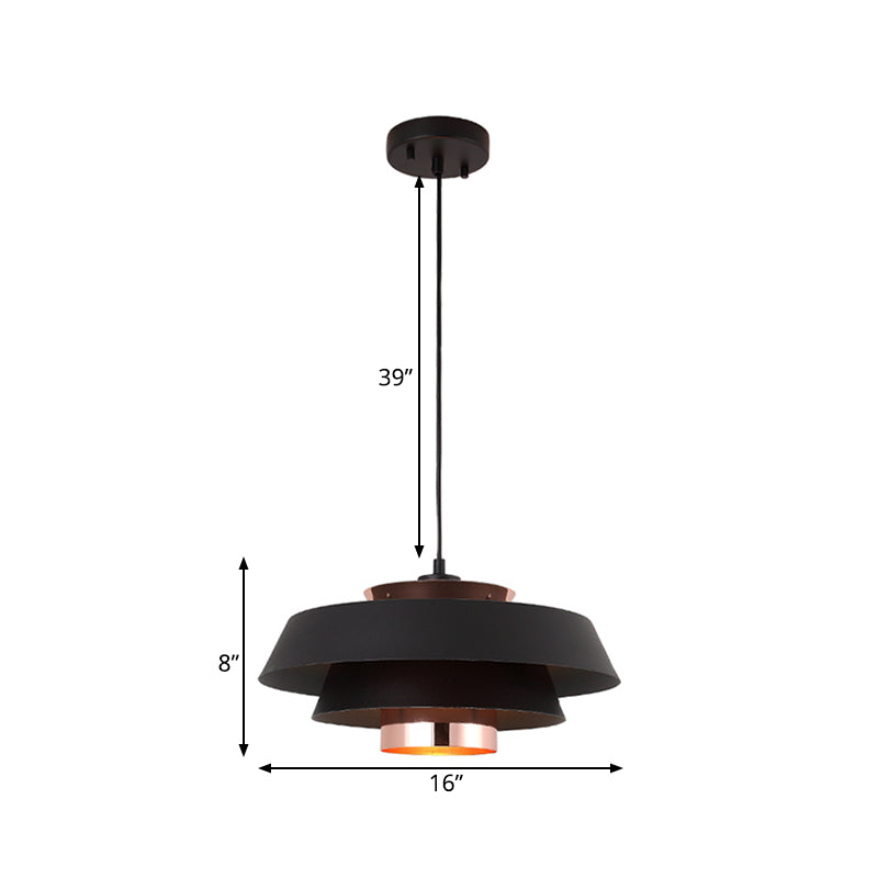 Contemporary 3-Tiered Metal Pendant Ceiling Light with 1 Bulb for Dining Room - Black/White