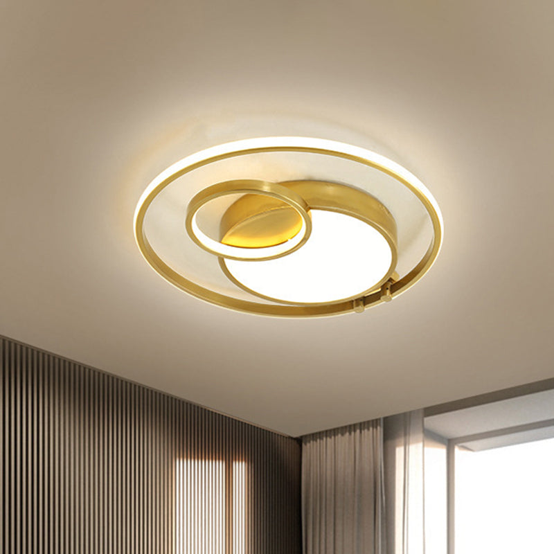 Minimalist Gold Rounded Flush Mount LED Ceiling Light for Bedrooms