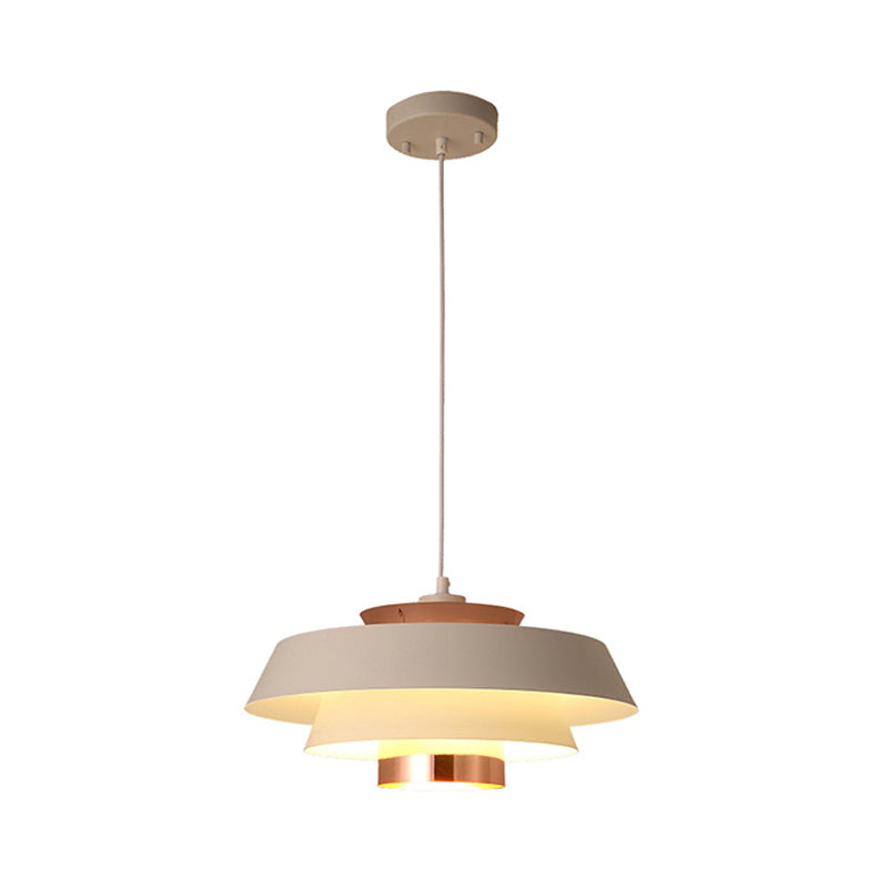 Contemporary 3-Tiered Metal Pendant Ceiling Light with 1 Bulb for Dining Room - Black/White