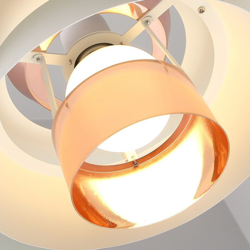 Contemporary 3-Tiered Metal Pendant Ceiling Light with 1 Bulb for Dining Room - Black/White