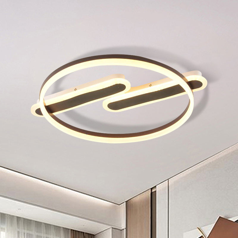 Modern Acrylic LED Flush Light with Black Flush Mount – Dual Canopy, Warm/White Light