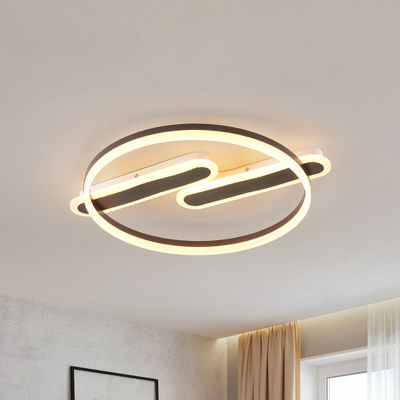 Modern Acrylic LED Flush Light with Black Flush Mount – Dual Canopy, Warm/White Light