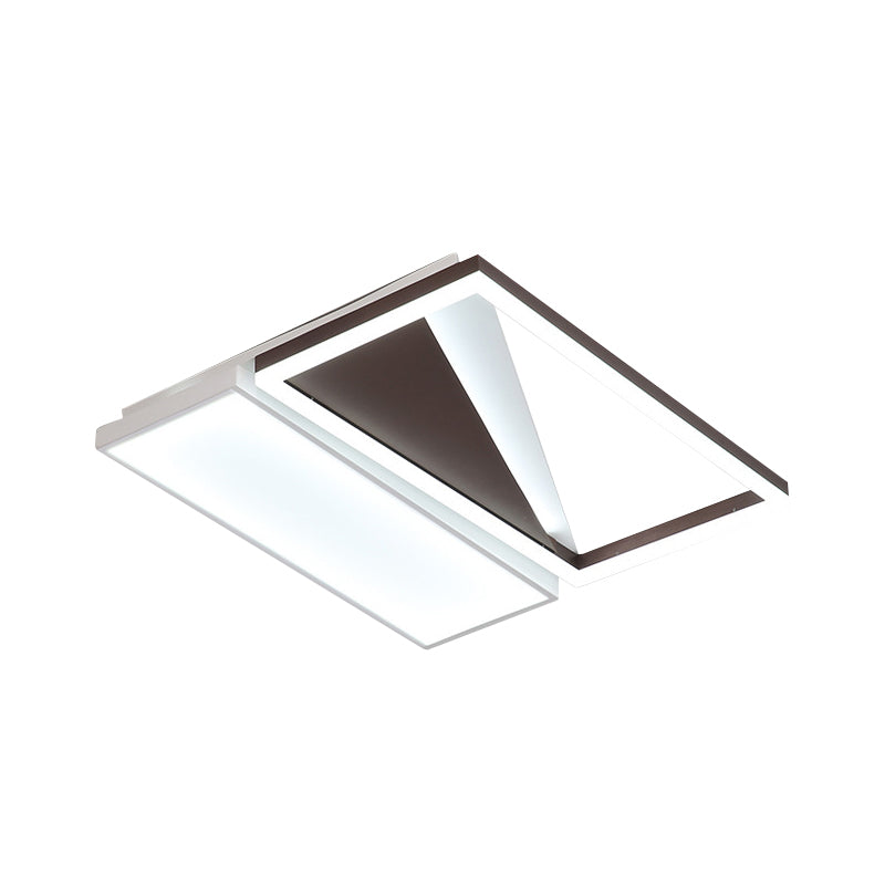 Geometric LED Flush Mount Light, Black and White Acrylic, Modern Design, 18"/21.5