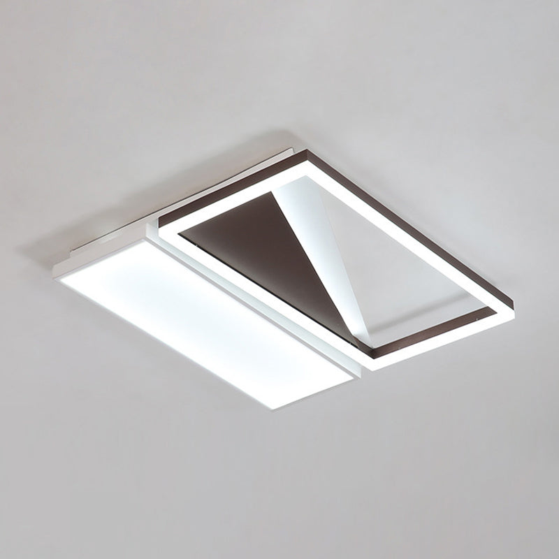 Geometric LED Flush Mount Light, Black and White Acrylic, Modern Design, 18"/21.5