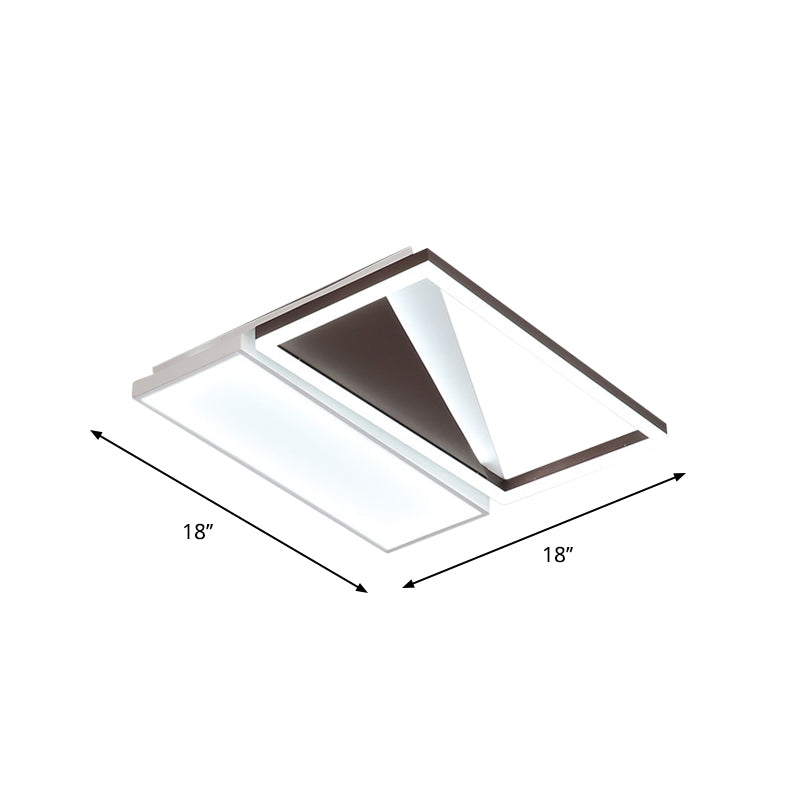Geometric LED Flush Mount Light, Black and White Acrylic, Modern Design, 18"/21.5