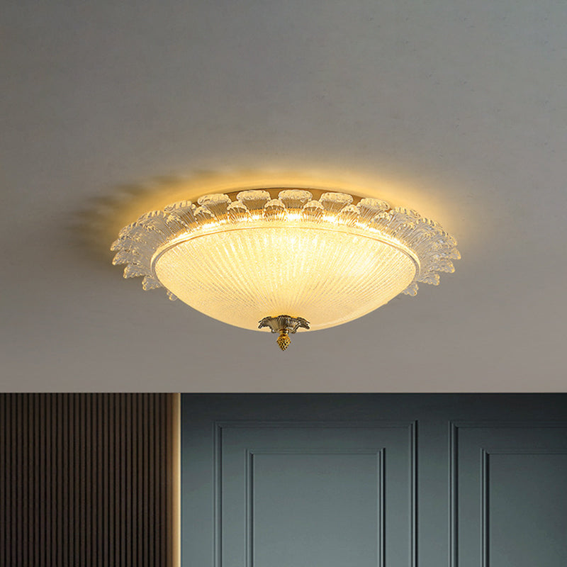 Gold Dome LED Ceiling Light with Crystal Shade - Simplicity Collection, 16"/19.5" Width