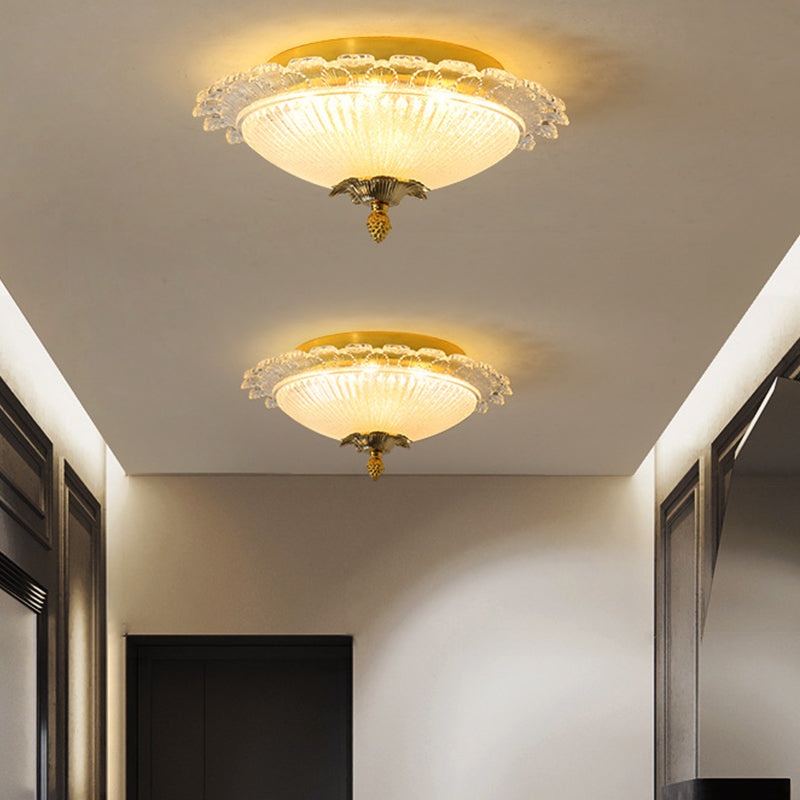 Gold Dome LED Ceiling Light with Crystal Shade - Simplicity Collection, 16"/19.5" Width