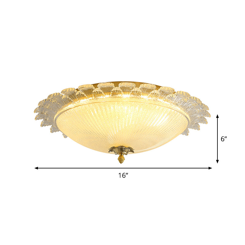 Gold Dome LED Ceiling Light with Crystal Shade - Simplicity Collection, 16"/19.5" Width