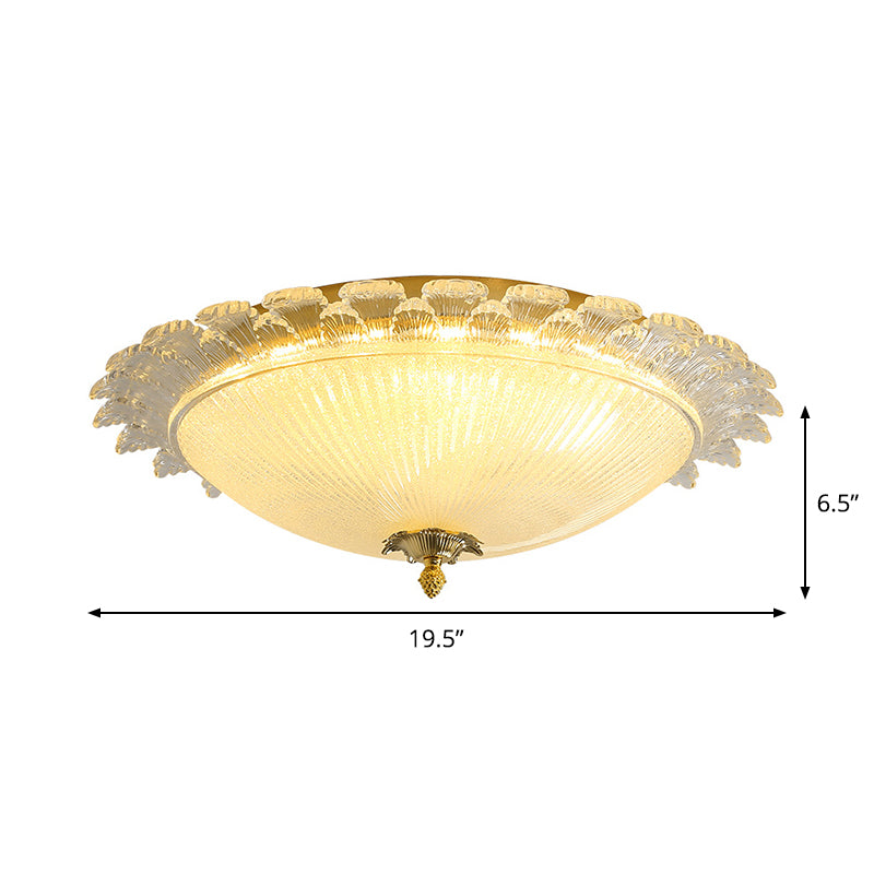 Gold Dome LED Ceiling Light with Crystal Shade - Simplicity Collection, 16"/19.5" Width