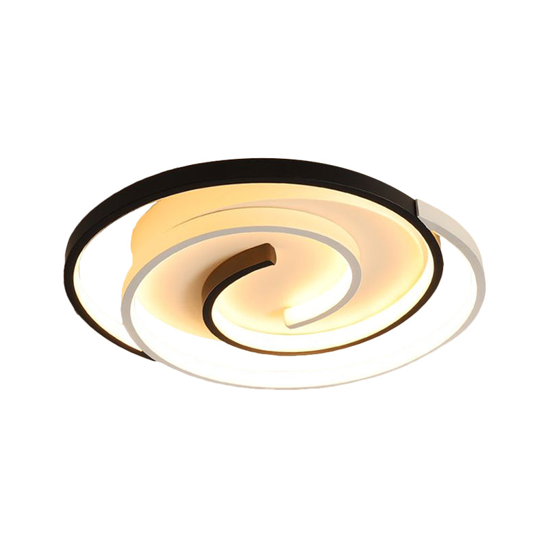 Plafonnier à encastrer tourbillonnant moderniste, lampe LED en acrylique - Noir, largeur 18"/21,5"