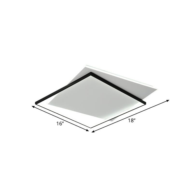 Modern Metallic LED Ceiling Light - Black, Overlapping Flush Mount, 18"/21.5" Wide".