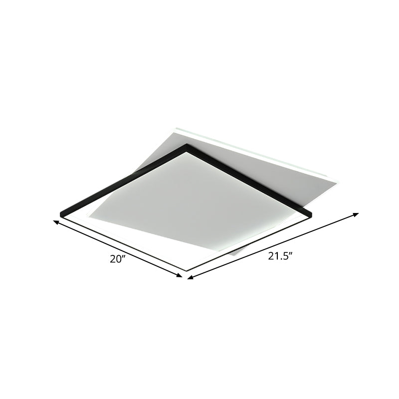 Modern Metallic LED Ceiling Light - Black, Overlapping Flush Mount, 18"/21.5" Wide".