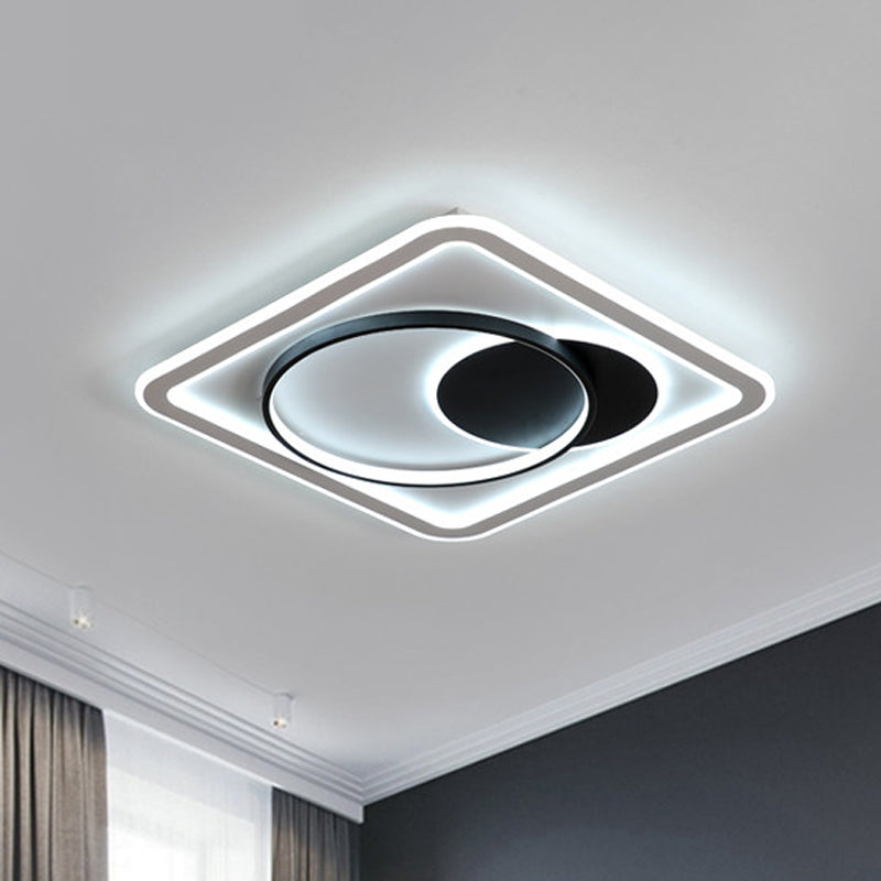 Nordic LED Flush Mount Ceiling Lamp - Square Acrylic Fixture, Black, Warm/White Light