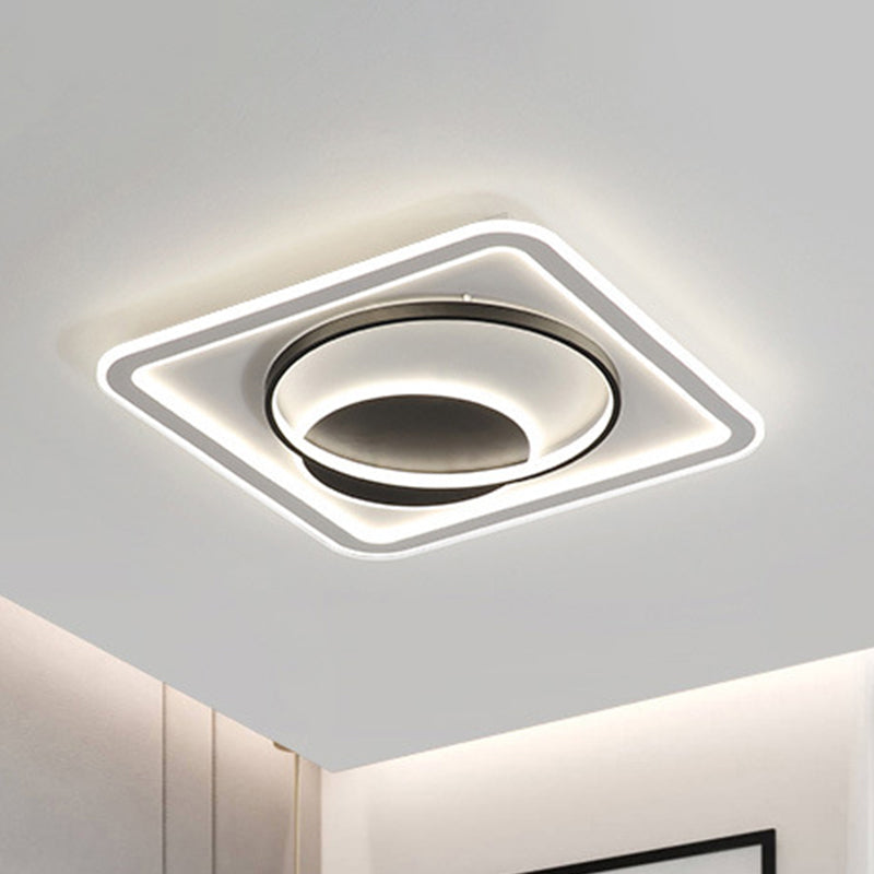 Nordic LED Flush Mount Ceiling Lamp - Square Acrylic Fixture, Black, Warm/White Light