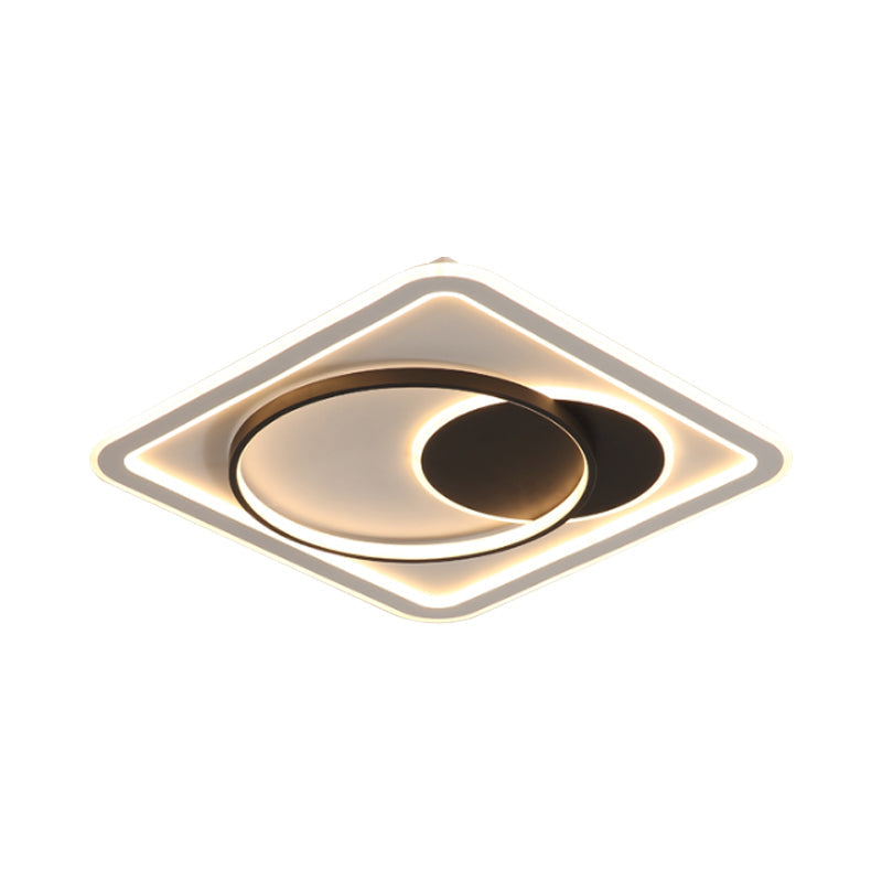 Nordic LED Flush Mount Ceiling Lamp - Square Acrylic Fixture, Black, Warm/White Light