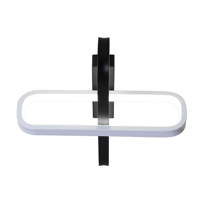 Modern Dual Oblong Flush Mount LED Ceiling Light in Black, Warm/White Light