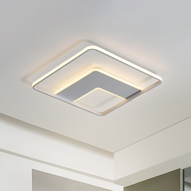 Nordic Square Flush Mount Acrylic LED Bedroom Lighting in White - 16.5"/20.5" Width
