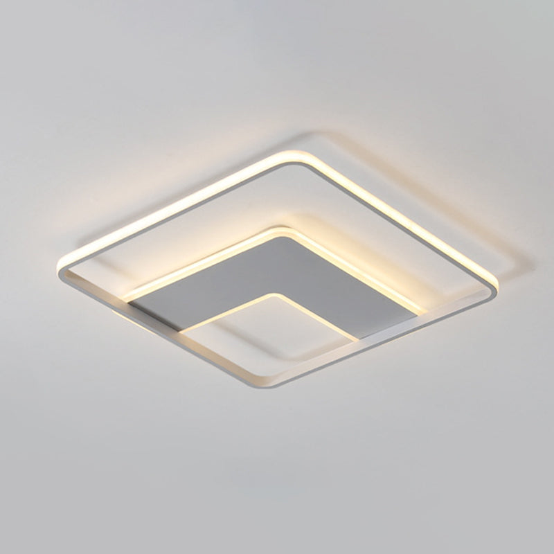Nordic Square Flush Mount Acrylic LED Bedroom Lighting in White - 16.5"/20.5" Width