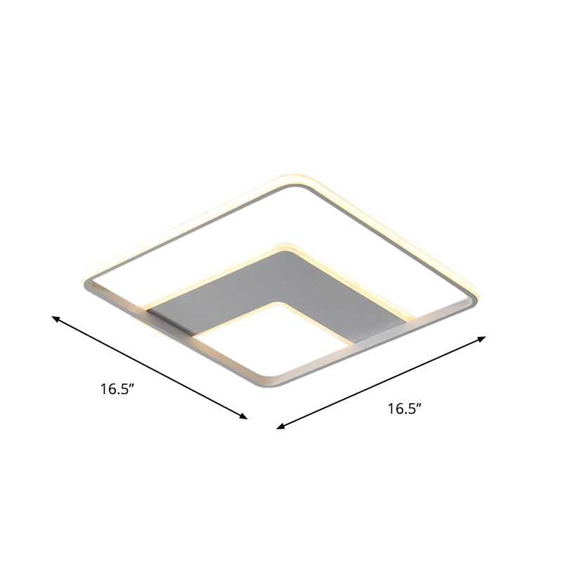 Nordic Square Flush Mount Acrylic LED Bedroom Lighting in White - 16.5"/20.5" Width