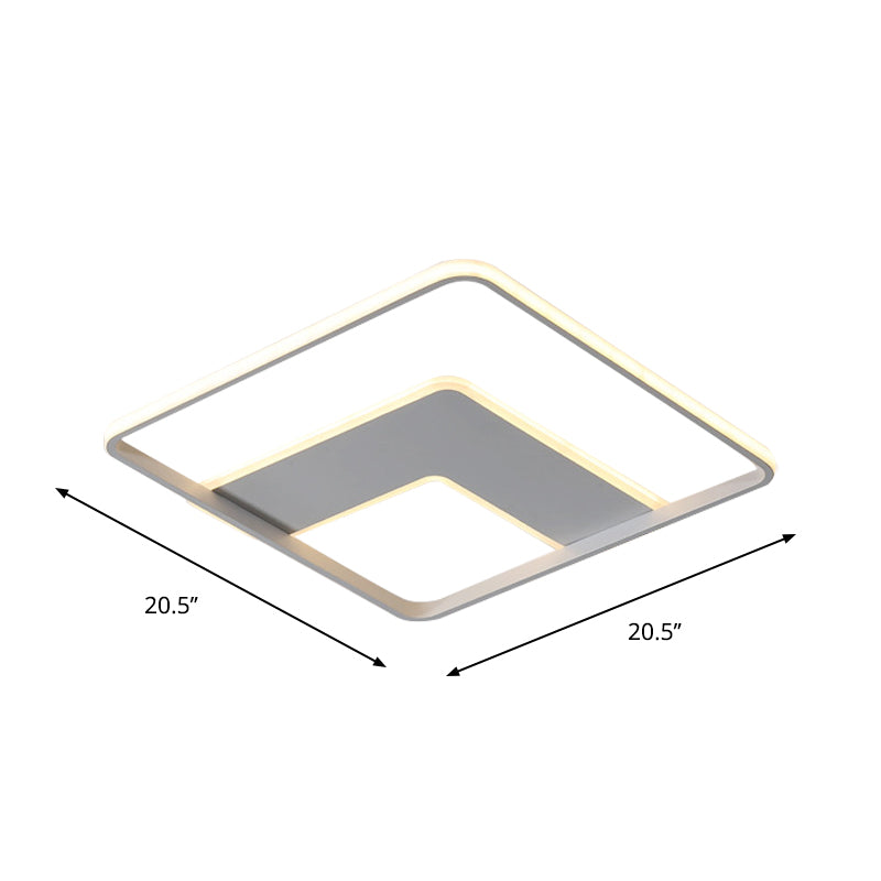 Nordic Square Flush Mount Acrylic LED Bedroom Lighting in White - 16.5"/20.5" Width