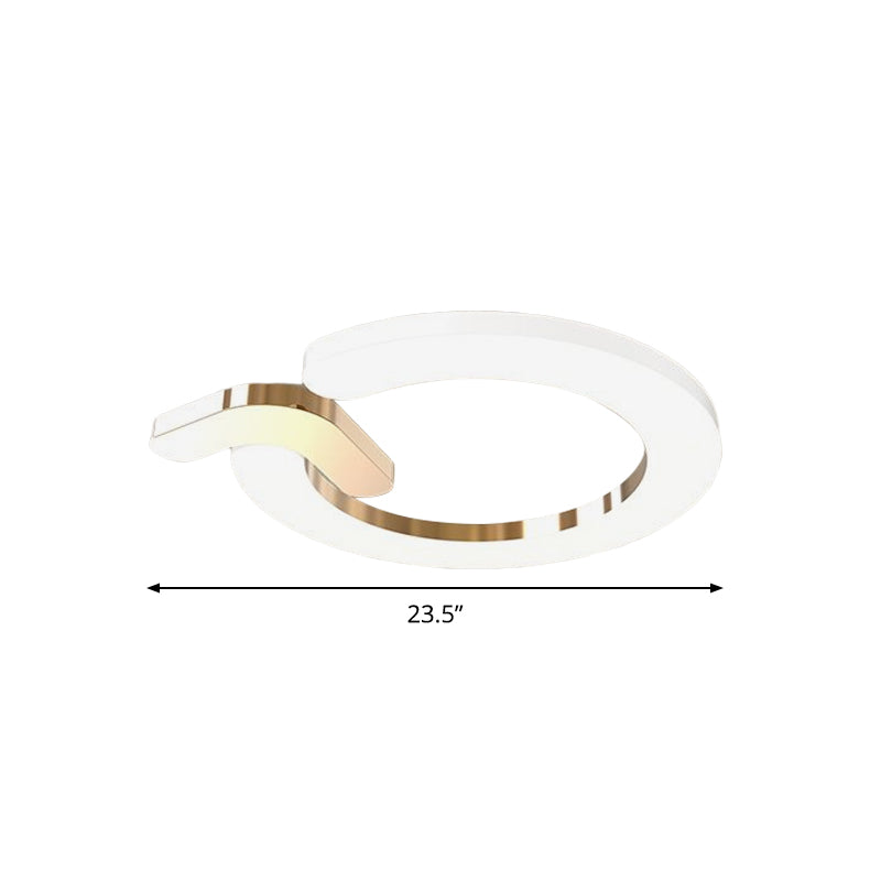 Modern Flush Mount LED Ceiling Lamp in Gold - Simple Circle Design, 16"/23.5" Metallic Finish