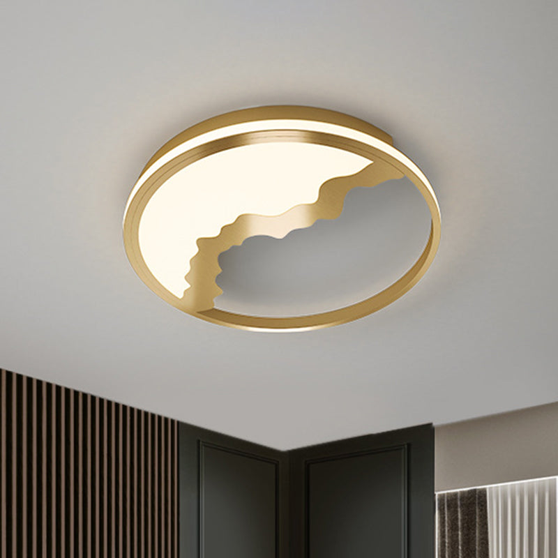 Geometric Flush Mount Light - Modern Acrylic LED Brass Flushmount - 12.5"/16.5"/20.5" Width