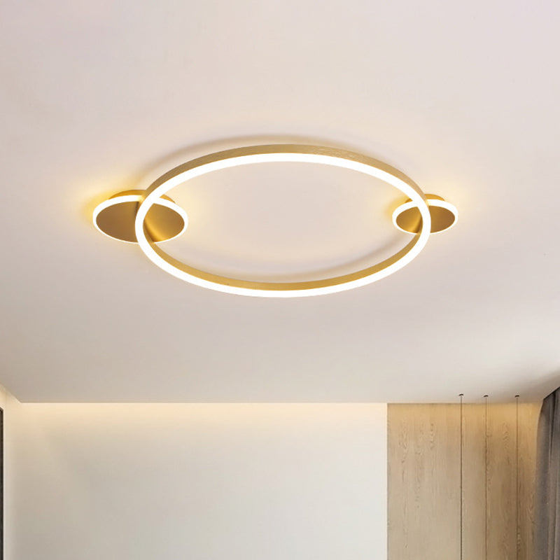 Modern LED Gold Halo Flushmount Ceiling Lamp in White/Warm Light, 16"/19.5" Dia