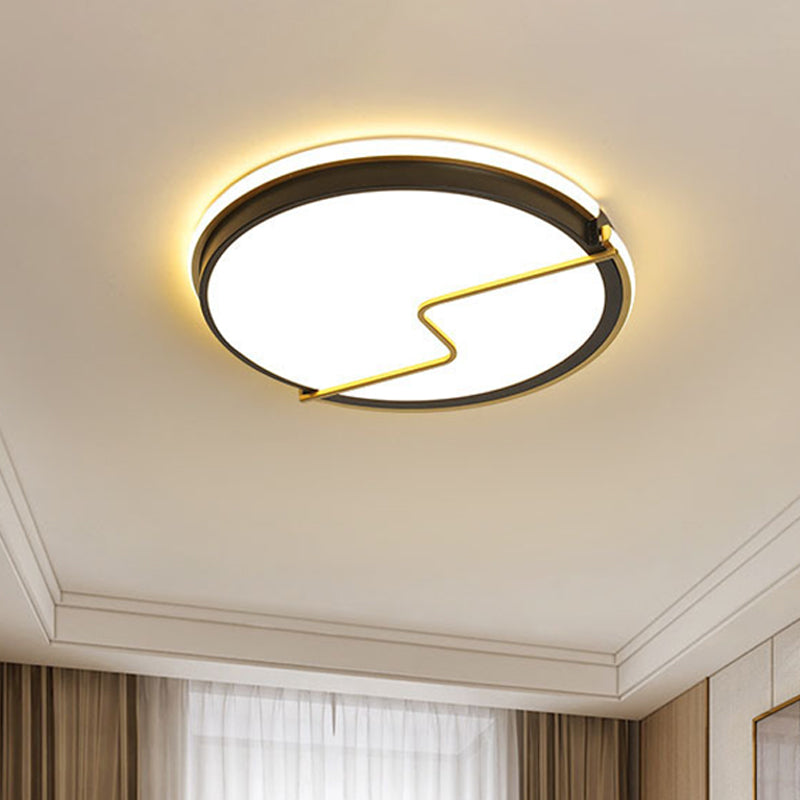 Rounded Bedroom Flush Ceiling Light Acrylic LED Flush Mount Lamp in Black - 16"/19.5" W