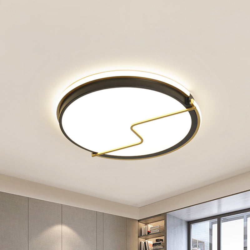 Rounded Bedroom Flush Ceiling Light Acrylic LED Flush Mount Lamp in Black - 16"/19.5" W
