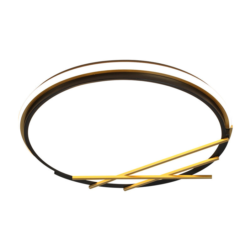 16"/19.5" W Acrylic Round Flush LED Light Fixture in Black - Nordic Design, Warm/White Lighting