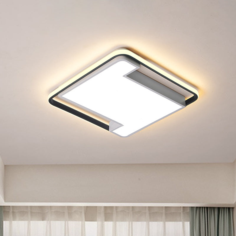 Luminaire encastré à LED à géométrie moderne - Largeur de 18"/22" - Acrylique noir/blanc - Éclairage de chambre à coucher