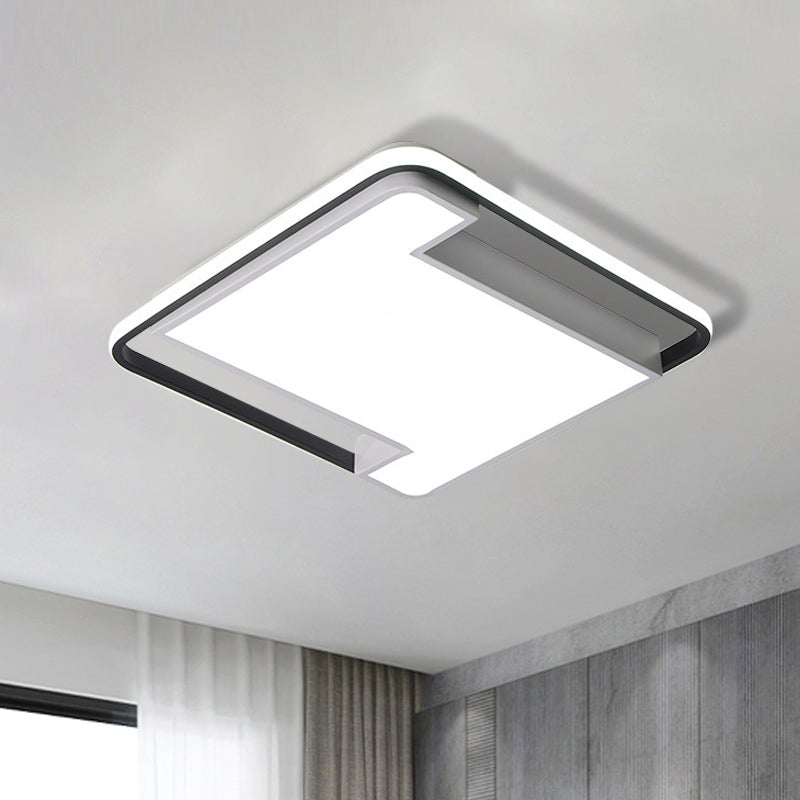 Luminaire encastré à LED à géométrie moderne - Largeur de 18"/22" - Acrylique noir/blanc - Éclairage de chambre à coucher
