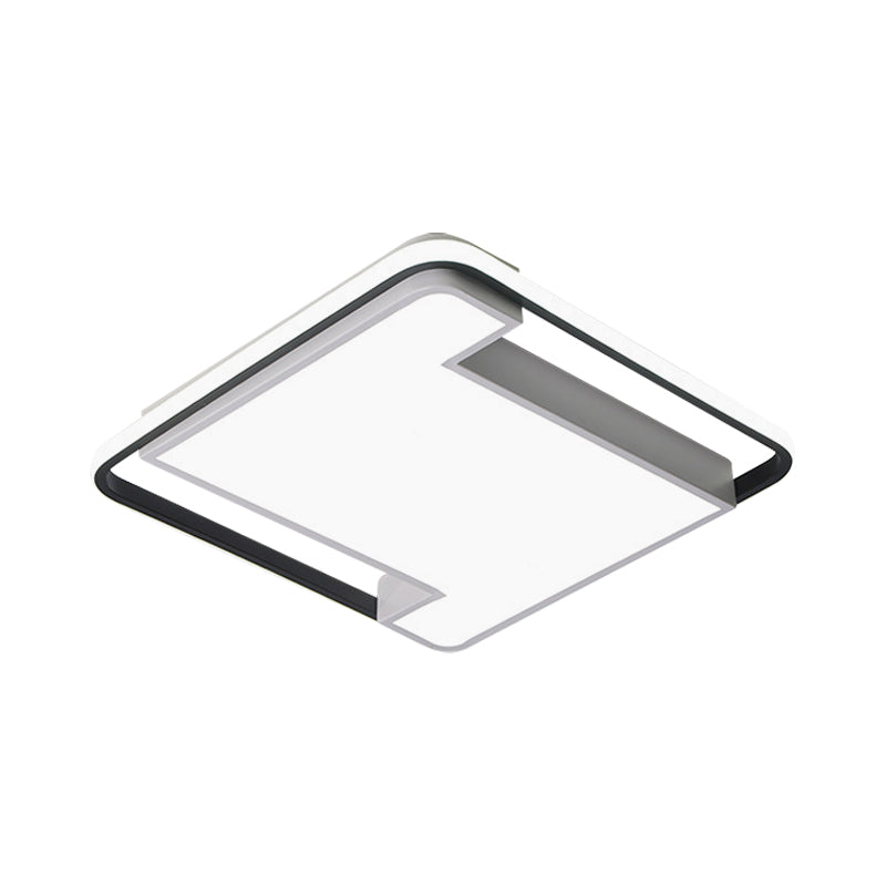 Luminaire encastré à LED à géométrie moderne - Largeur de 18"/22" - Acrylique noir/blanc - Éclairage de chambre à coucher
