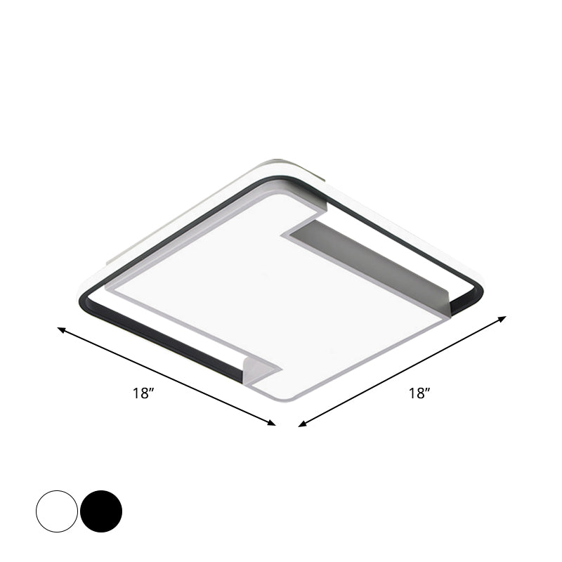 Luminaire encastré à LED à géométrie moderne - Largeur de 18"/22" - Acrylique noir/blanc - Éclairage de chambre à coucher